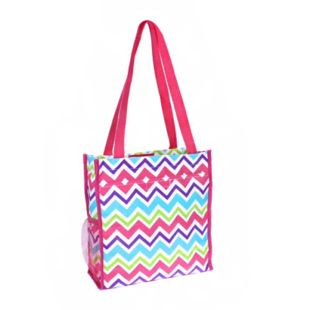Chevron Small Tote Bag Purse Pink Multi